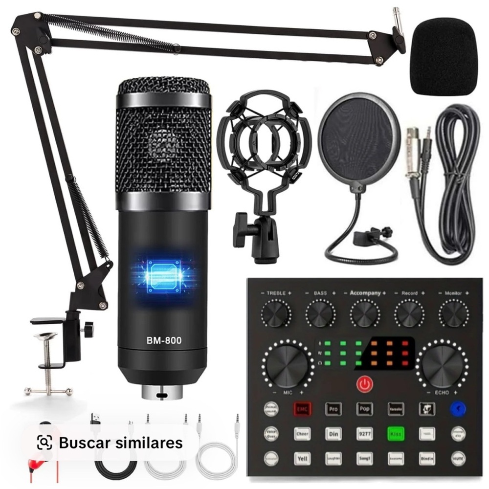 Black Microphone Set with Sound Mixer